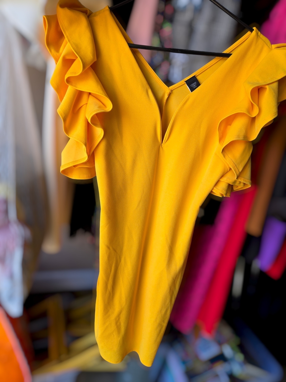 Yellow Ruffle Sleeve Women’s Dress